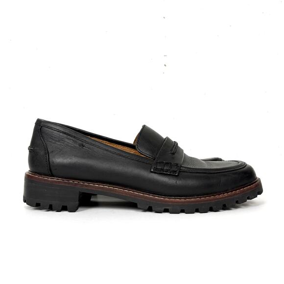 Madewell Shoes - Madewell Womens Corinne Lugsole Classic Penny Loafers True Black Leather Size 7